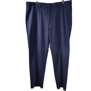 Marcraft Apparel Group Mens Navy Blue Glen Plaid Active Stretch Dress Pant 40x32